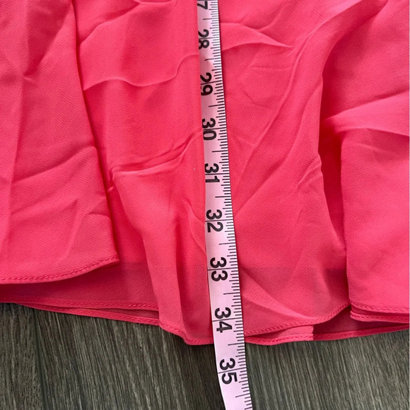 NWT Badgley Mischka Halter flowy chiffon dress with shirred bust Coral Size 10 - Picture 11 of 11